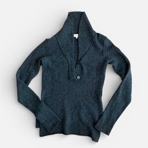 Inhabit Gray Cashmere Blend Button Neck Sweater | Flawed Sz Small Vintage Y2K